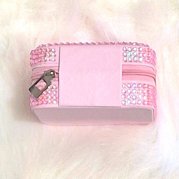 Small Pink Jewelry Box with Dazzling Aurora Pink Rhinestones, Bling, Bedazzle - Picture 7 of 9
